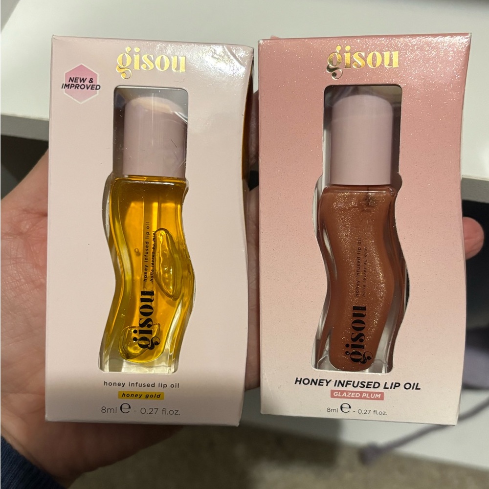 Gisou Honey Infused Lip Oil Set - Honey Gold & Glazed Plum